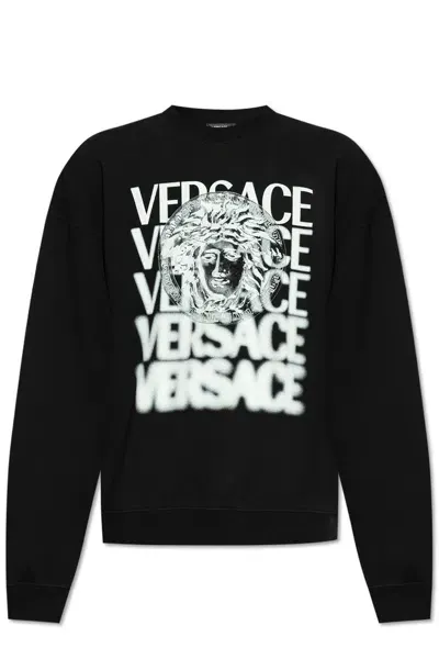 Versace Printed Sweatshirt In Black