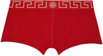 Versace Red Greca Border Boxers In A9x2-red-gold