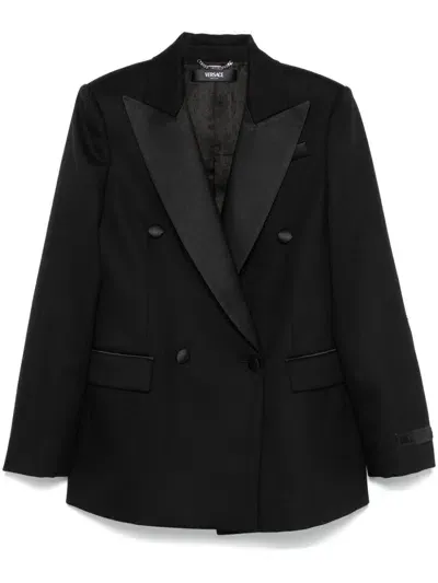 Versace Satin-lapels Blazer In Black