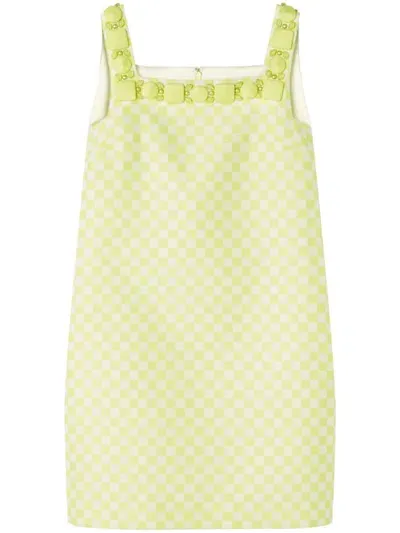 Versace Contrasto Duchesse Shift Mini Dress In Yellow