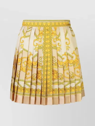 Versace Silk Skirt A-line Pleated Printed In Multicolor