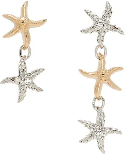 Versace Silver & Gold Barocco Sea Drop Earrings In Multi