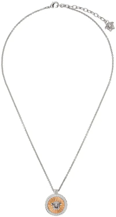 Versace Silver & Gold Crystal Icon Necklace In 4j160- Gold-