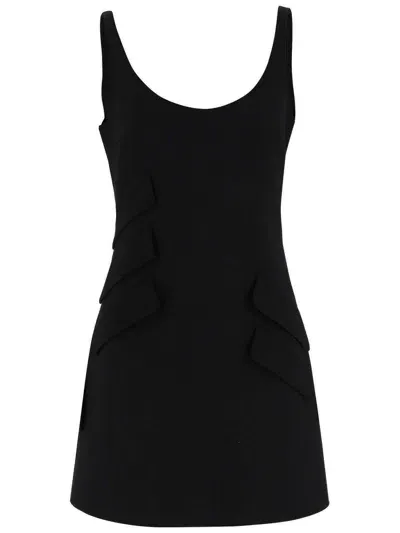 Versace Flap Pocket Mini Dress In Nero