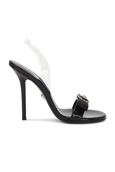 Versace Slingback Sandal In Black & Palladium