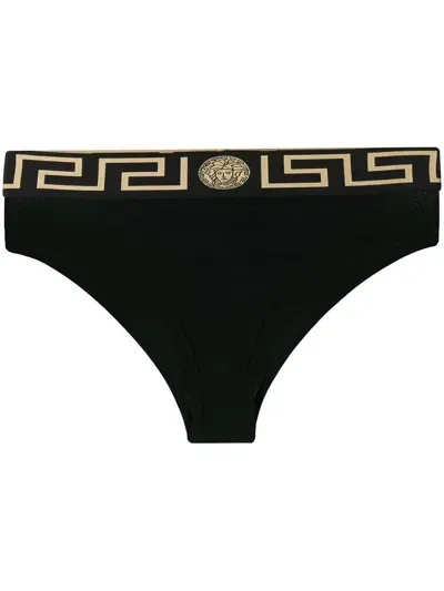 Versace Swim Slip Lycra Vita Recycled Black 4 In Nero