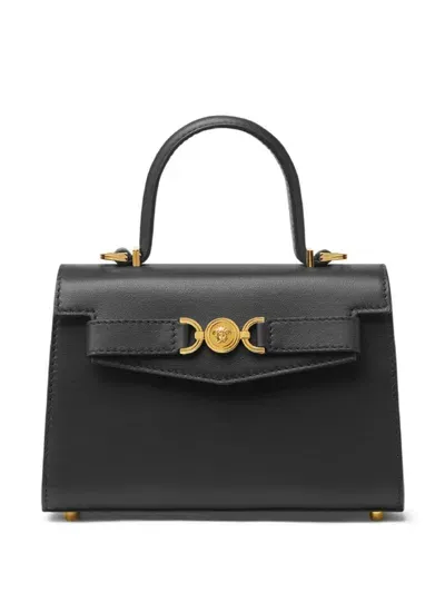 Versace Leather Tote Bag In Black