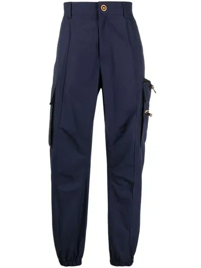 Versace Straight-leg Cargo Trousers In Blau