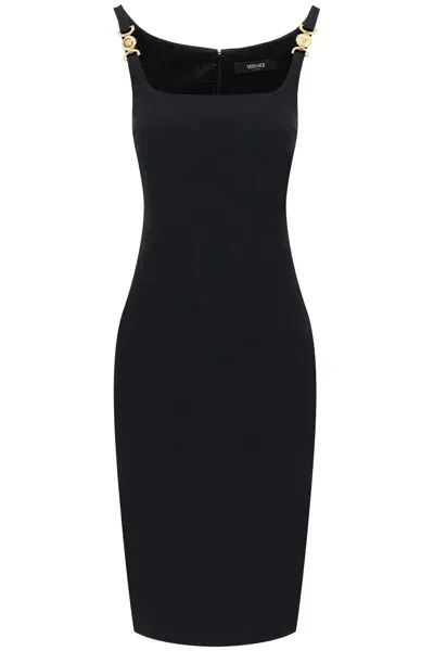 Versace Stretch Cady Sheath Dress In Black