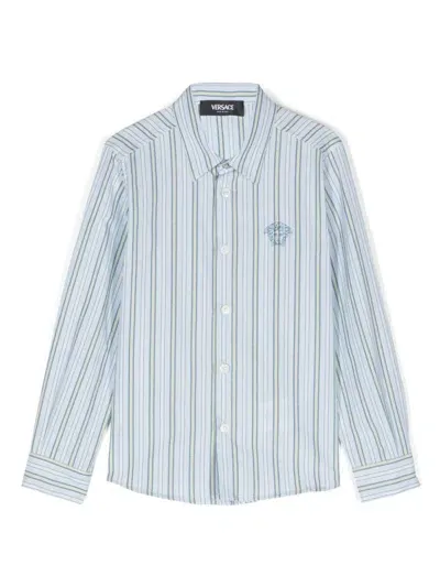 Versace Kids' Striped Shirt In Blue