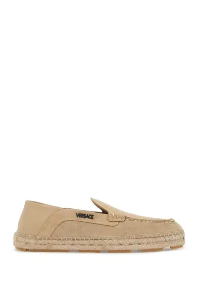 Versace Suede Moccasin-style Es In Neutrals