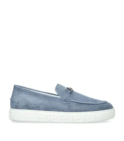 Versace Suede Moccasins In Blue