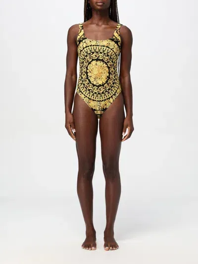 Versace Barocco Lycra One Piece Swimsuit In Gold