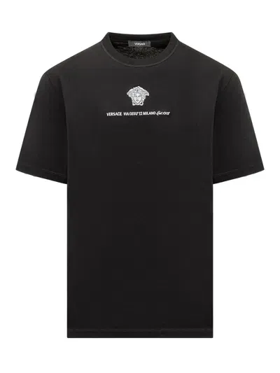 Versace T-shirt Palazzo  Milan In Black