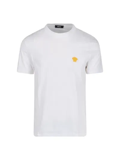 Versace Logo Compact Cotton Jersey T-shirt In White