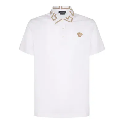 Versace Polohemd Aus Baumwolle Mit Logo In White