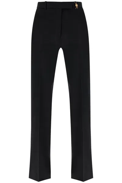 Versace Stretch Wool Straight Pants In Black