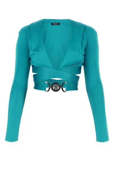 Versace Topwear In Turquoise