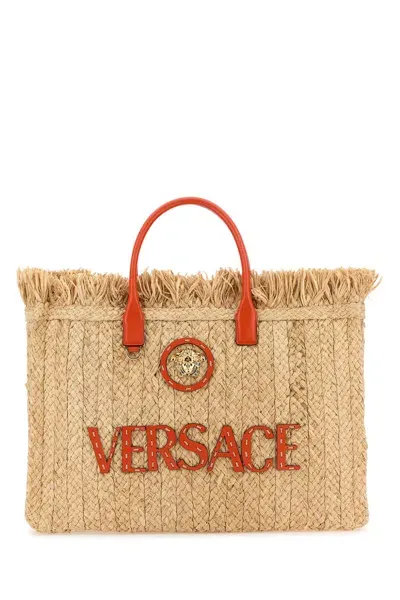 Versace Raffia La Medusa Shopping Bag In 2kk7v