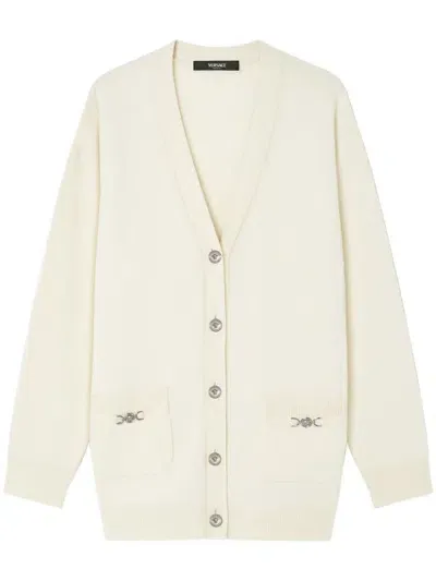 Versace V-neck Cardigan In White