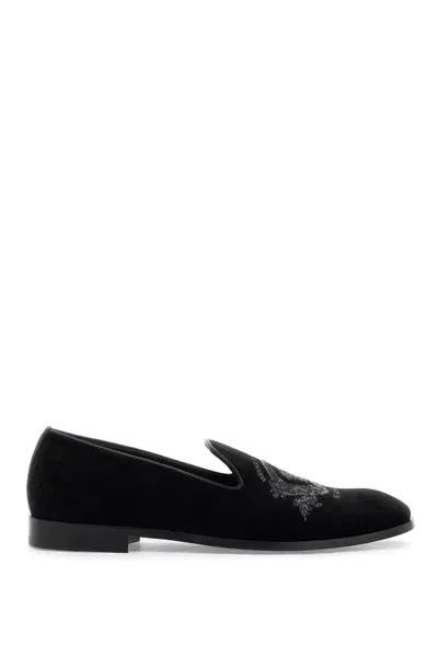 Versace Medusa Milano Velvet Slippers In Black