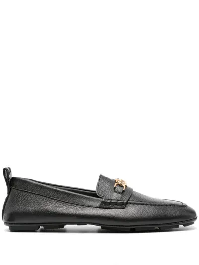 Versace Villa Loafers In 1b00v Black + Gold