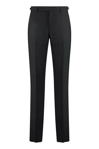 Versace Virgin Wool Trousers In Black