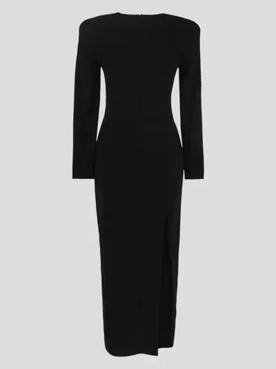 Versace Viscose Sable Long Dress Long Sleeves In Black