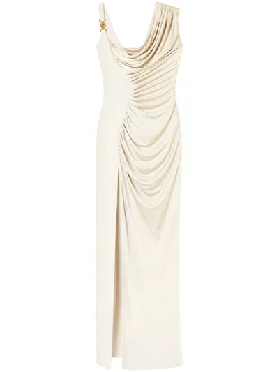 Versace Draped Asymmetric Gown In 白色