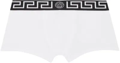 Versace White Greca Border Boxer Briefs In 2wl40-white+black Wh