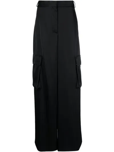 Versace Wide-leg Cargo Trousers In Black