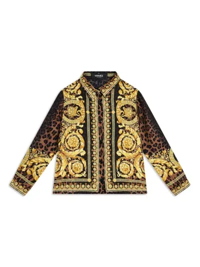 Versace Kids' Wild Barocco Shirt In Gold