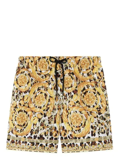 Versace Wild Barocco Swim Shorts In Yellow