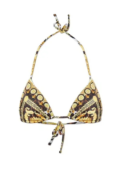 Versace Wild Barocco Tie Fastened Bikini Top In Multi