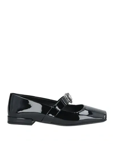 Versace Medusa-head Leather Ballerina Shoes In Black