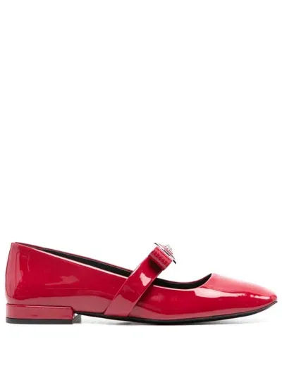 Versace Women's Gianni Ribbon Ballerina Shoes In Red