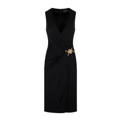 Versace Sleeveless Midi Dress In Black