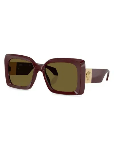 Versace Women's Medusa Plaque 0ve4467u 54mm Square Sunglasses In Wine Gold Olive