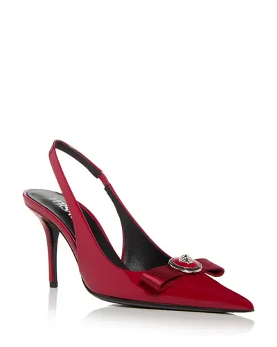 Versace 110mm Leather Slingbacks In Red