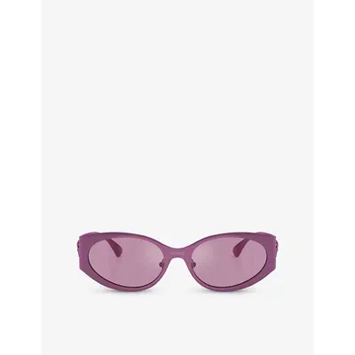 Versace Woman Sunglass Ve2263 In Dark Violet Mirror Silver Int