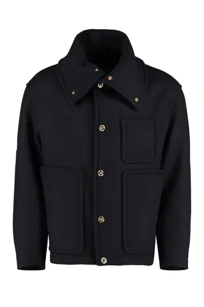 Versace Wool Blend Jacket In Black