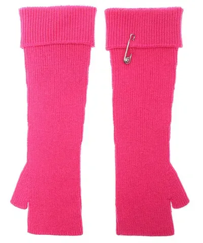 Versace Wool Gloves In Fuchsia