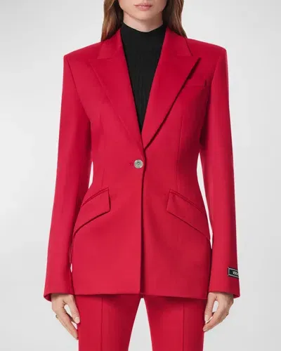 Versace Wool Grain De Poudre Single-breasted Jacket In Red