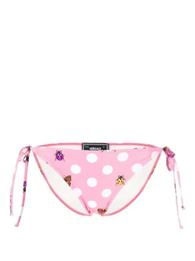 Versace Graphic-print Bikini Bottoms In Pink