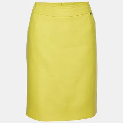 Pre-owned Versace Yellow Wool Pencil Skirt L