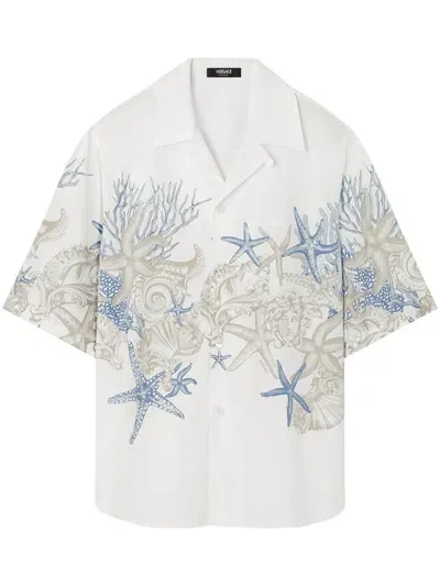 Versace Barocco Sea Cotton Shirt In White+print