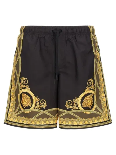 Versace Baroque Pattern Swim Trunks In Multicolor