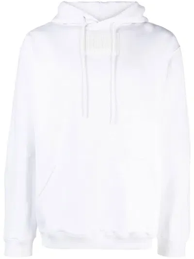 Vetements Barcode-patch Drawstring Hoodie In White