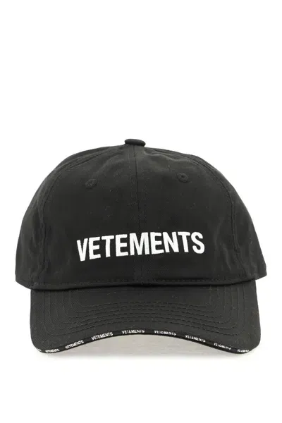 Vetements Baseball Cap With Embroidered Logo In Black