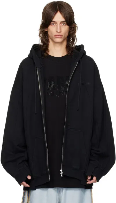 Vetements Black Cut-up Hoodie In Blackout